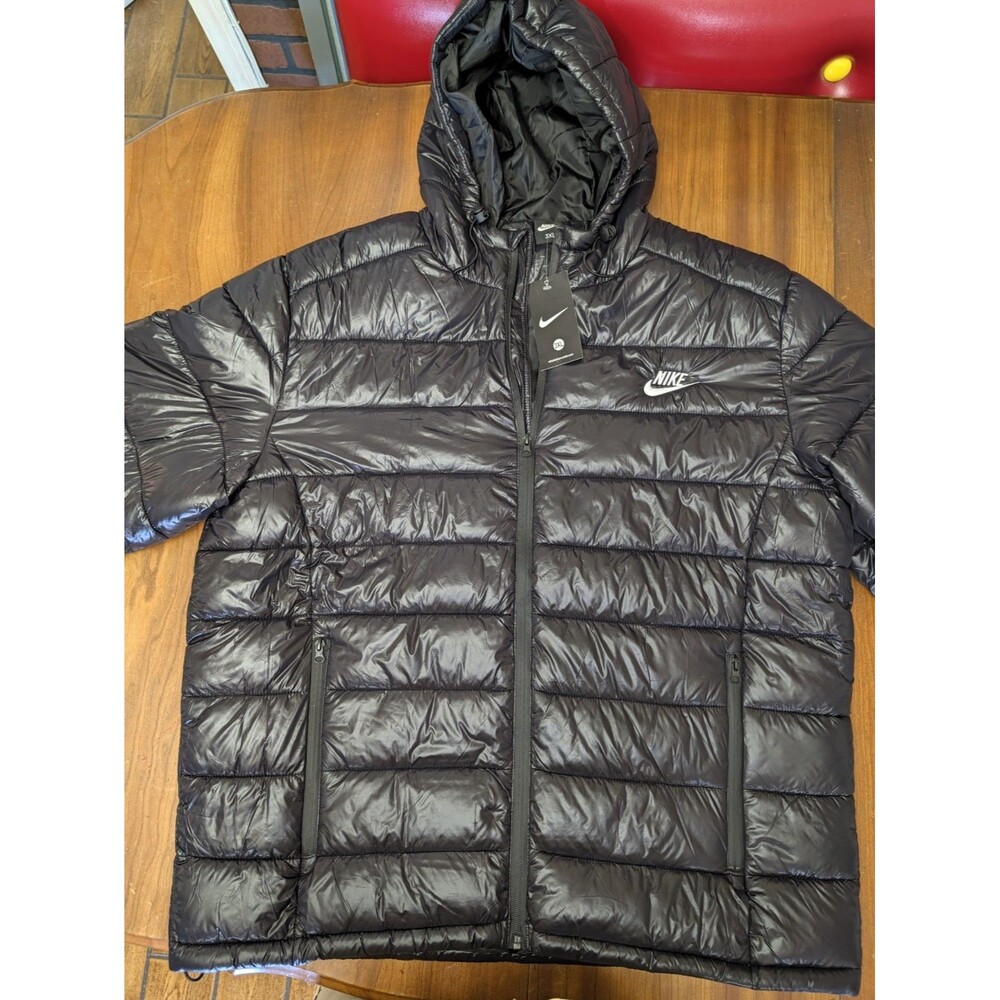 NEW Nike Quilted Puffer Jacket Men’s 3XL Black Hooded Full Zip 3X - Picture 2 of 16